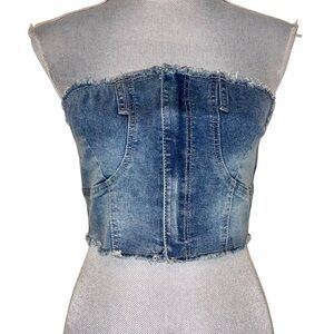 Fashion Nova Denim Strapless Corset Top